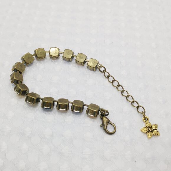 Vintage Blue Gold Crystal Rhinestone Bracelet, Prong Set, 1990s Jewelry - Picture 10 of 10